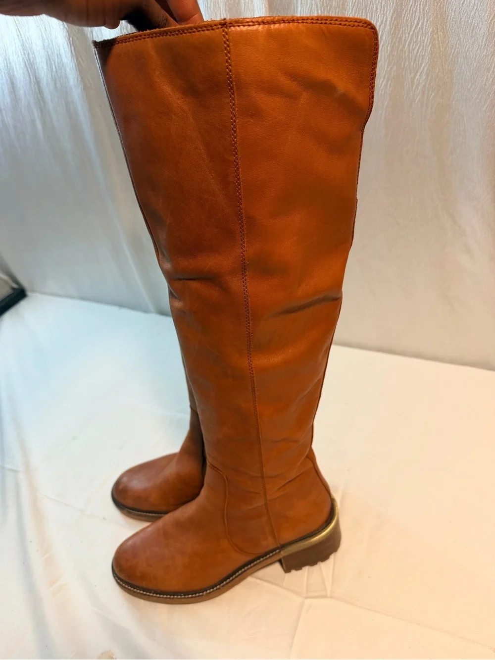Vince Camuto VC-Kensile Women's Brown Leather Knee High Zip Riding Boots US 9